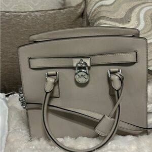 Michael Kors Cream Satchel with Silver Accents
